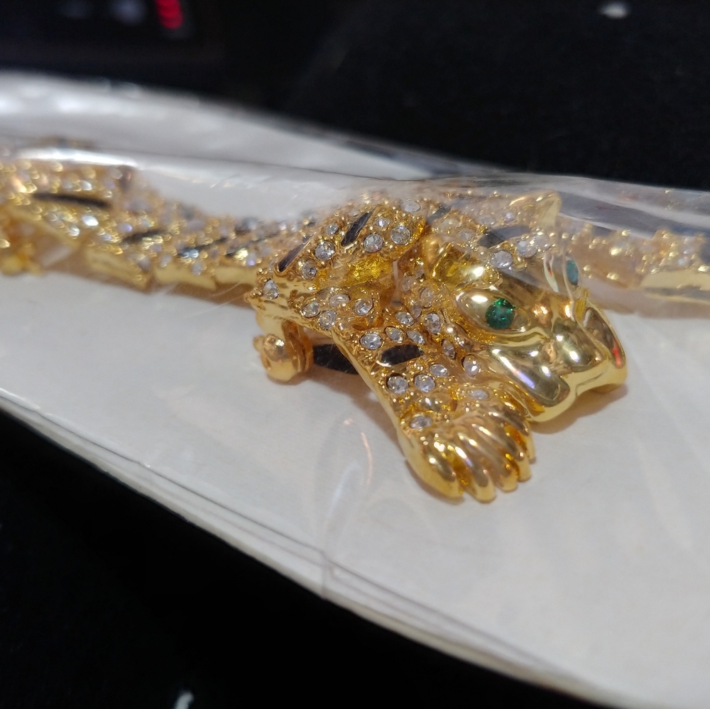articulated leopard Brooch Vintage  Rhinestone